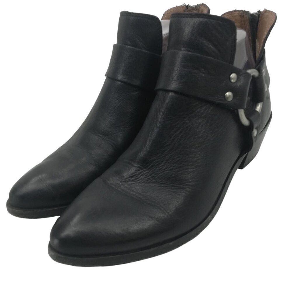 Frye Ray Harness Biker Motorcycle Boots Bootie Size 6.5 Black Leather Classic
